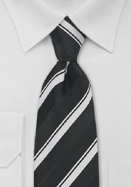 Charcoal Silver Striped Tie