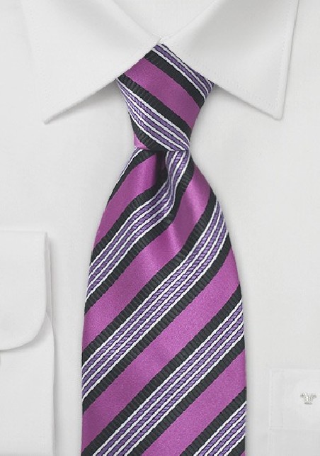 Pink, Fuchsia, Black Silk Tie