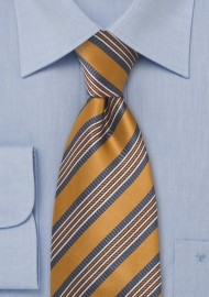 Golden Bronze Striped Silk Tie