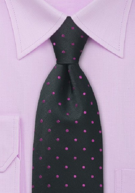 Pink and Black Polka Dot Tie