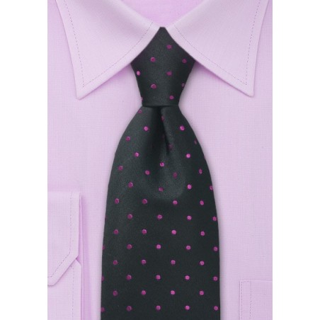 Pink and Black Polka Dot Tie
