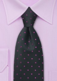 Pink and Black Polka Dot Tie