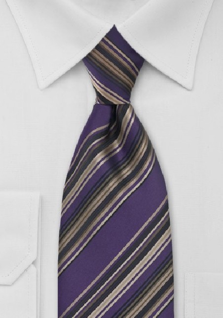 Purple and Brown Striped Tie