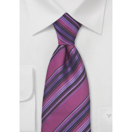 Fuchsia Purple Striped Mens Tie