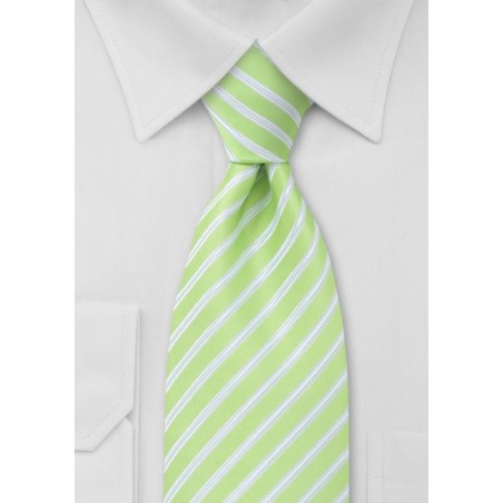 Lime Green and White Striped Tie