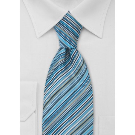 Modern Blue Striped Tie