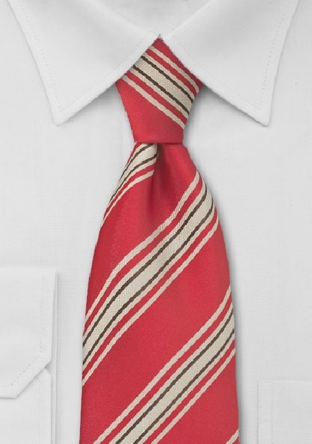 Red and Tan Striped Tie