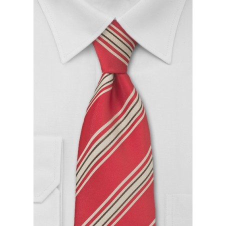 Red and Tan Striped Tie