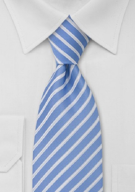 Striped Tie in Light Blue, White