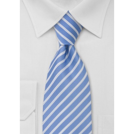 Striped Tie in Light Blue, White