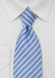 Striped Tie in Light Blue, White