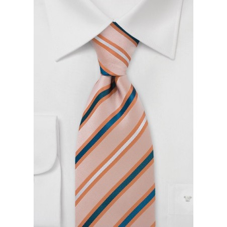 Peach and Blue Striped Tie