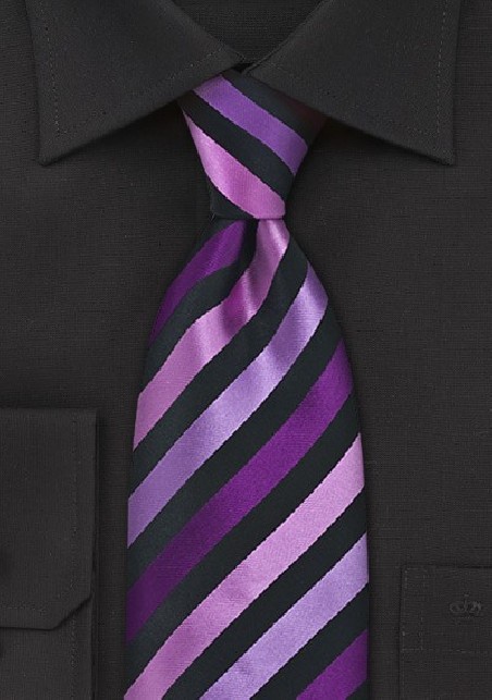 Purple and Black Striped Tie