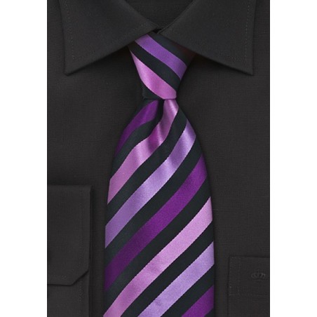 Purple and Black Striped Tie