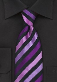 Purple and Black Striped Tie