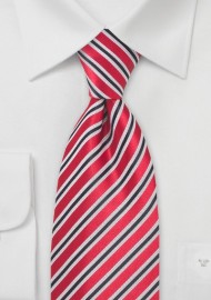 Cherry Red and Black Striped Tie