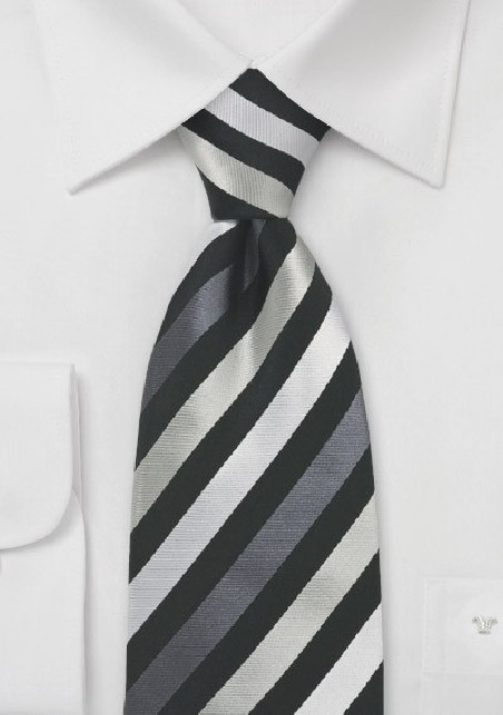 Black and Silver Mens Silk Tie