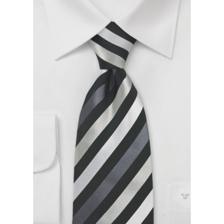 Black and Silver Mens Silk Tie