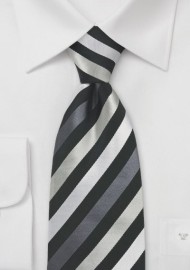 Black and Silver Mens Silk Tie