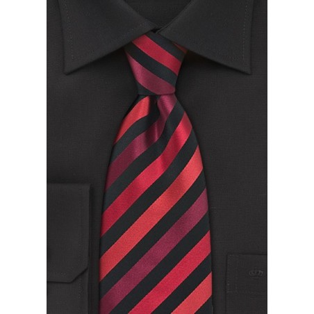 Bright Red and Black Silk Tie