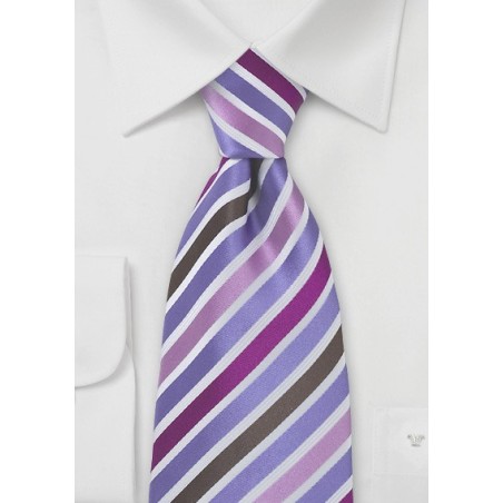 Silk Tie in Pink, Purple, Brown