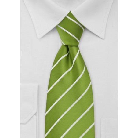 XL Chartreuse Green Striped Tie