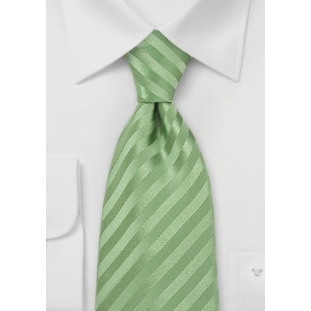 Light Green Striped Silk Tie