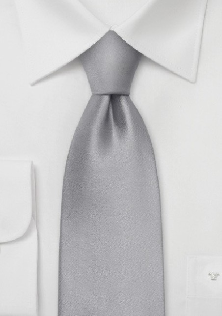 Solid Bright Silver Silk Kids Tie