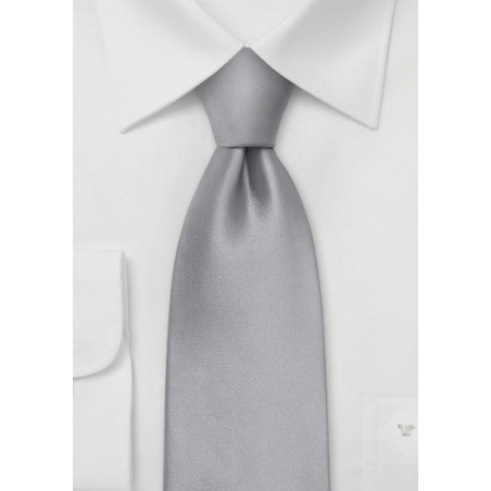 Solid Bright Silver Silk Kids Tie