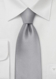 Solid Bright Silver Silk Kids Tie