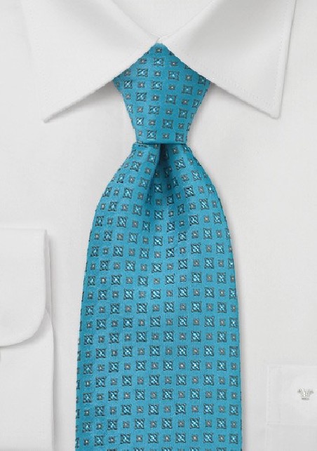 Turquoise Blue Foulard Pattern Tie