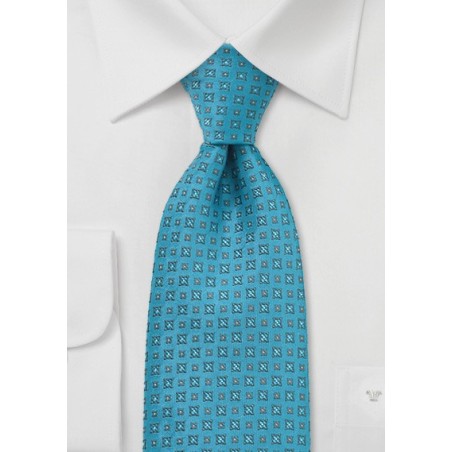Turquoise Blue Foulard Pattern Tie