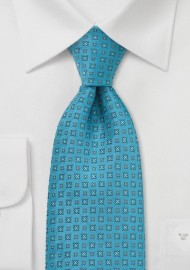 Turquoise Blue Foulard Pattern Tie