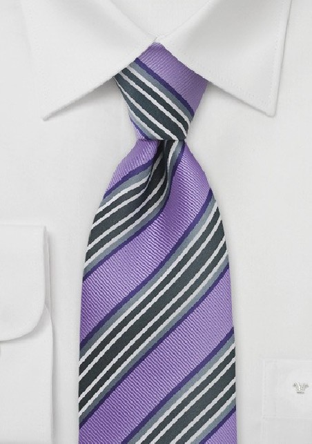 Lilac and Gray Striped Tie