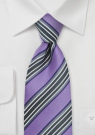 Lilac and Gray Striped Tie