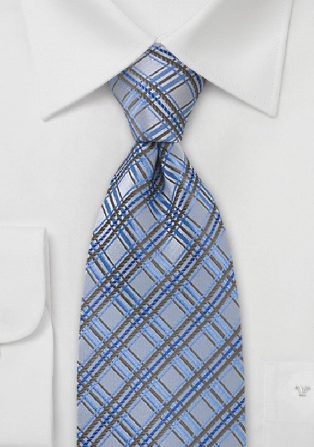Light Blue Checkered Tie