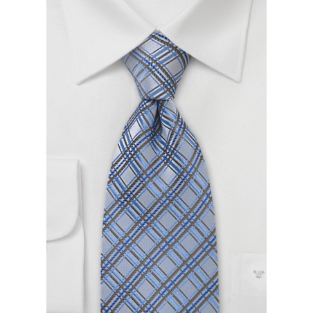 Light Blue Checkered Tie
