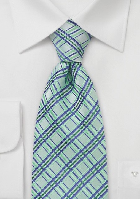 Tea Green Checkered Tie