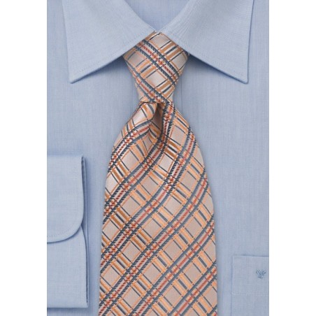 Peach Orange Checkered Tie