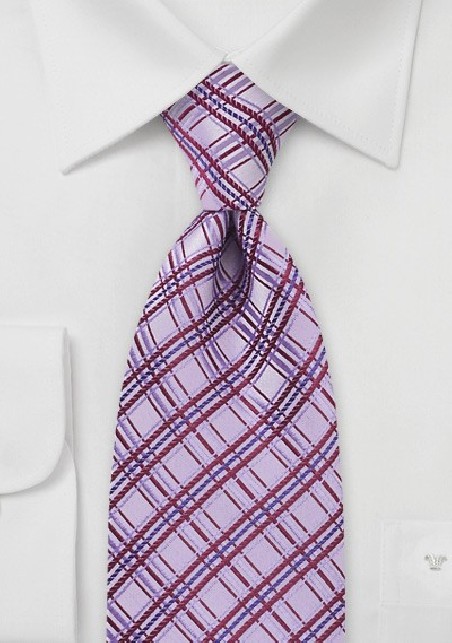 Mauve Pink Checkered Tie