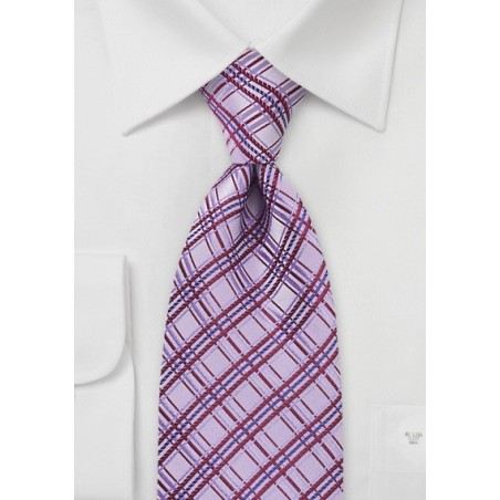 Mauve Pink Checkered Tie