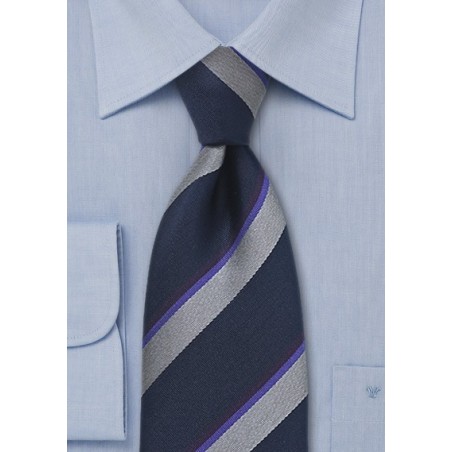 Midnight Blue Striped Necktie