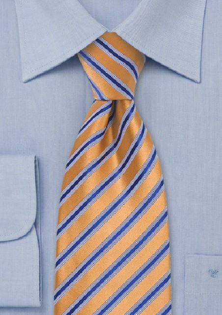 Tangerine and Navy Striped Tie