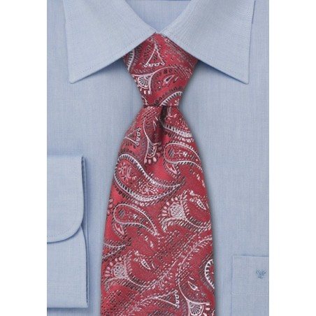 Bright Red Paisley Tie