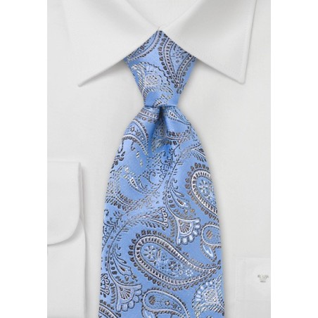 Powder Blue Paisley Necktie