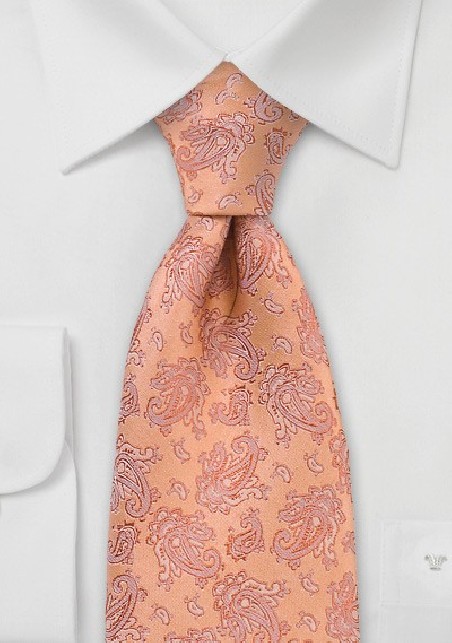 Pastel Orange Paisley Tie
