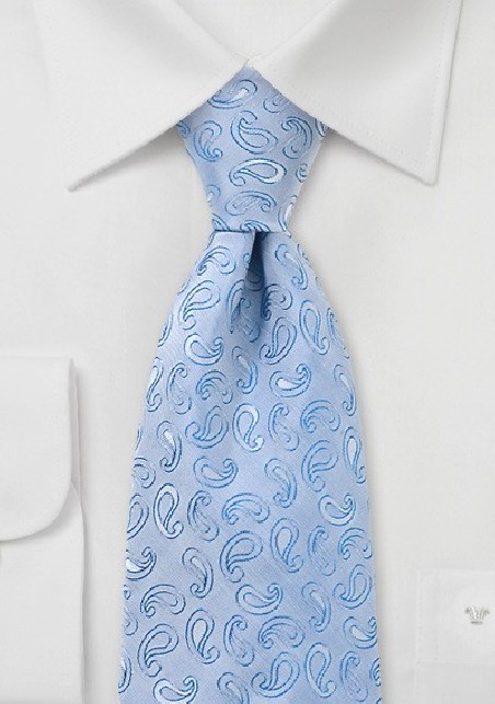 Pale Blue Paisley Silk Tie