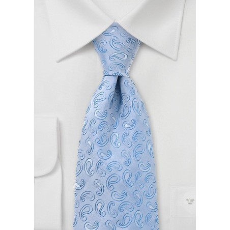 Pale Blue Paisley Silk Tie