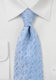 Pale Blue Paisley Silk Tie