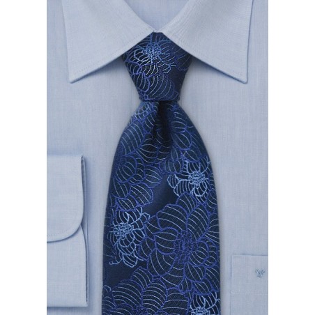 Midnight Blue Floral Tie